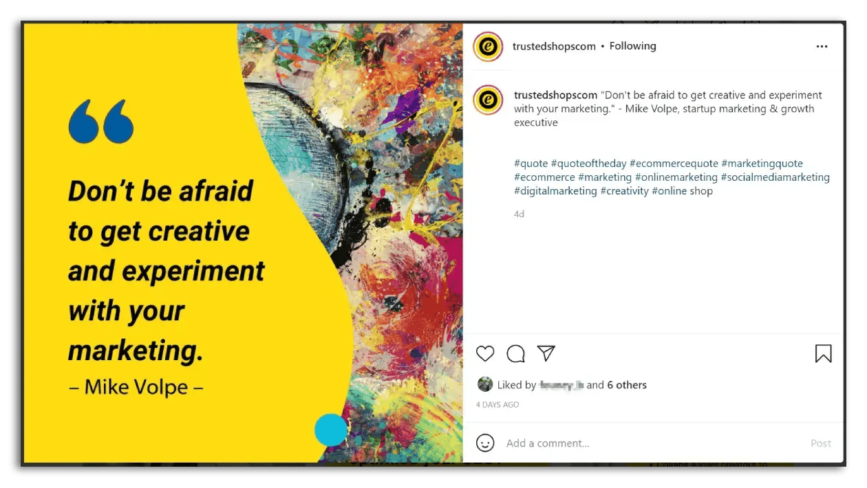 example of a Trusted Shops Instagram post that is colourful and inspiring