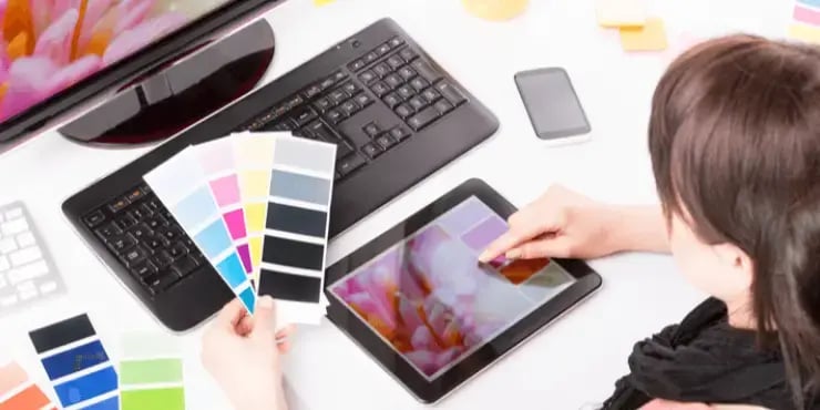 Graphic designer at work