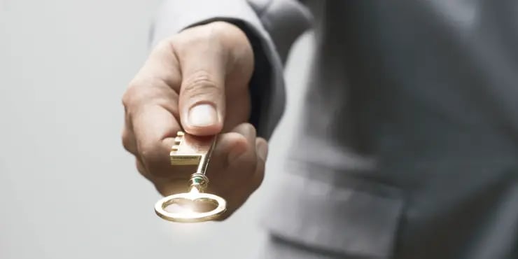 man holding a key