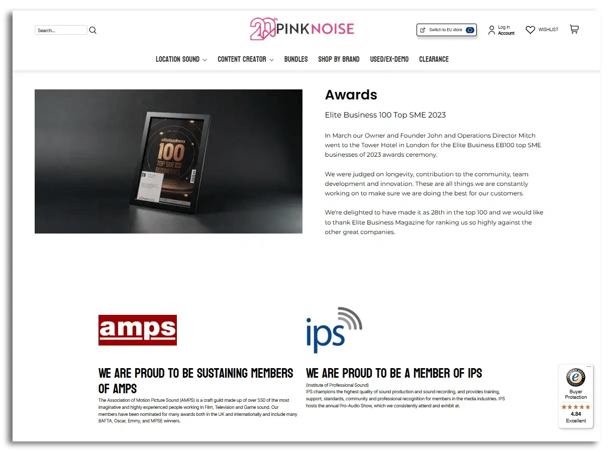 example-ecommerce-awards-certifications