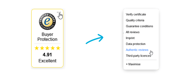 The Trustbadge displays authentic reviews