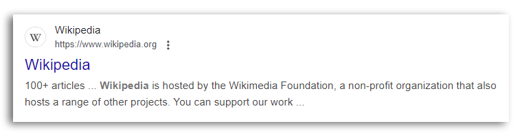 example of wikipedia in Google search results