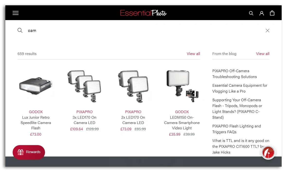 example of blog articles in results of product search