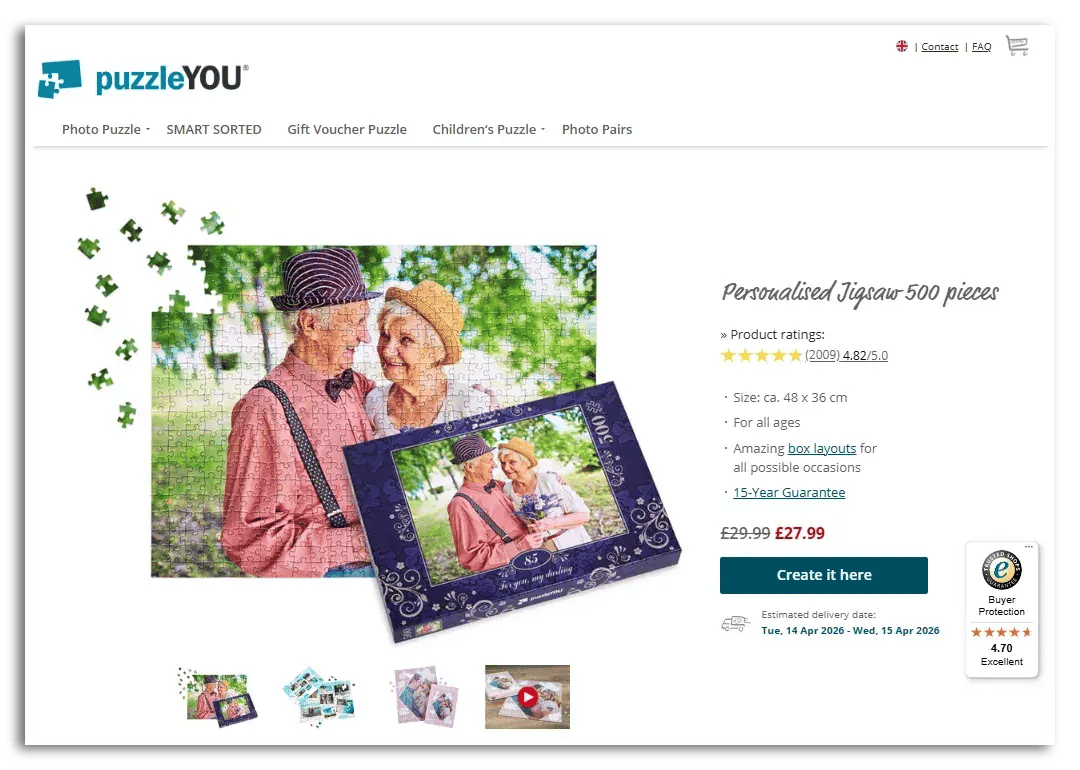 Example of a product page displaying product ratings