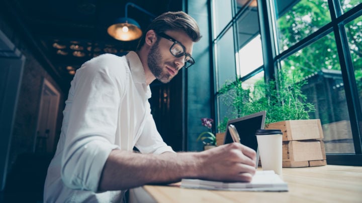 man preparing for a meeting