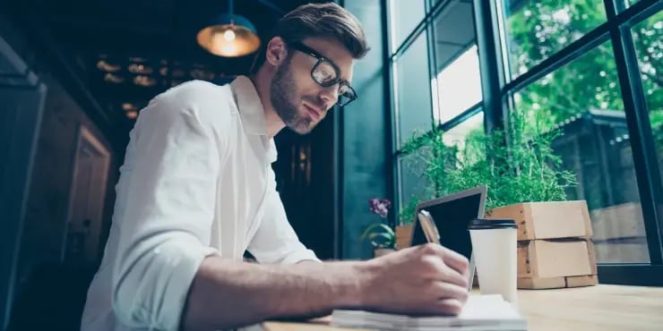 man preparing for a meeting