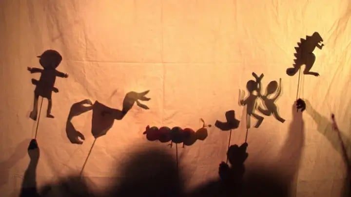 shadow puppets telling a story
