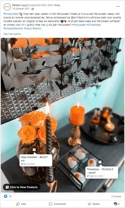 example of Xenos Halloween marketing