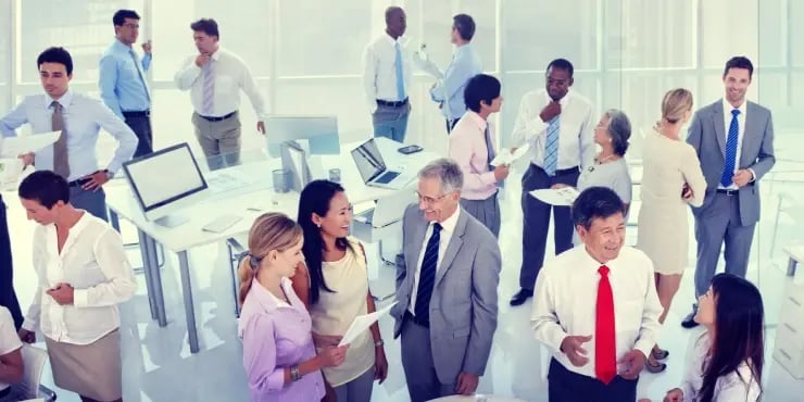 businesspeople networking at an event