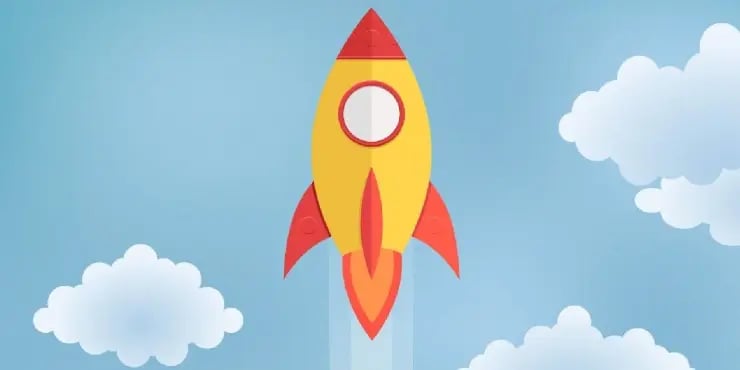 rocket ship flying through the air