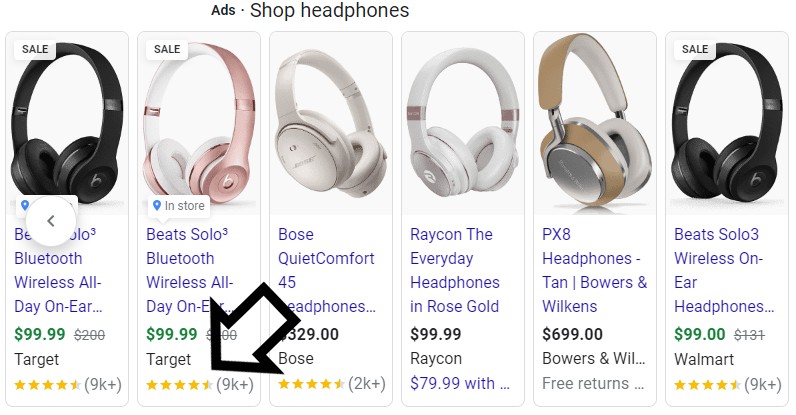 example of stars in google shopping ad