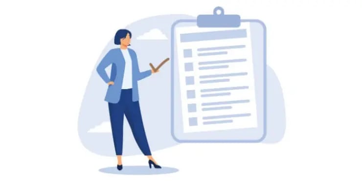 illustration of woman next to a checklist