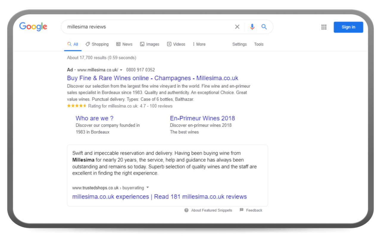 example of ad extensions in google sea