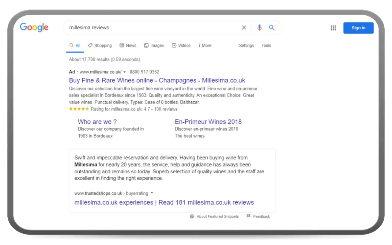 example of ad extensions in google sea