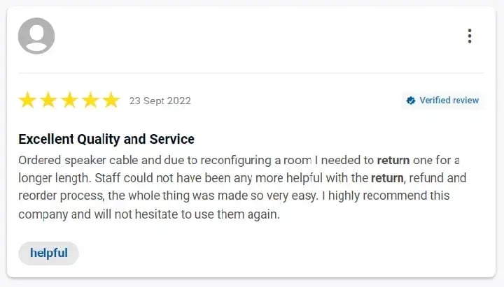 5-star review after a return