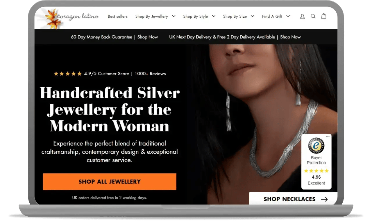 example of reviews on a homepage