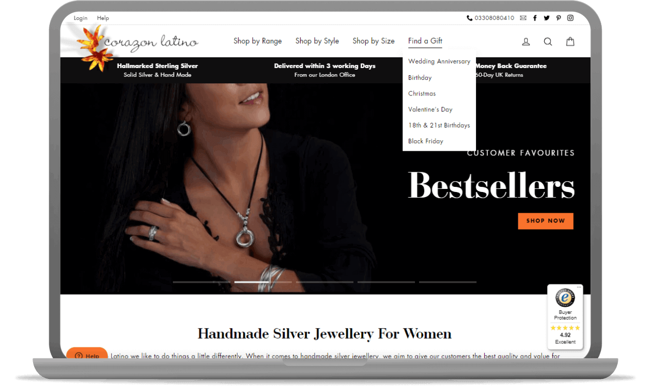 example of website with multiple gift guides