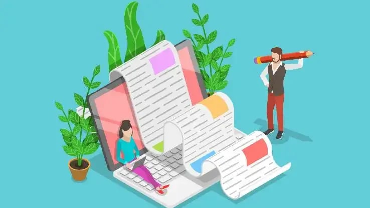 illustration of man holding giant pencil