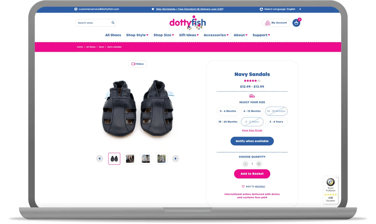 example of product page with clean design