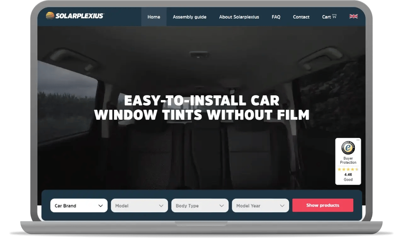 solarplexius homepage displaying Trustbadge