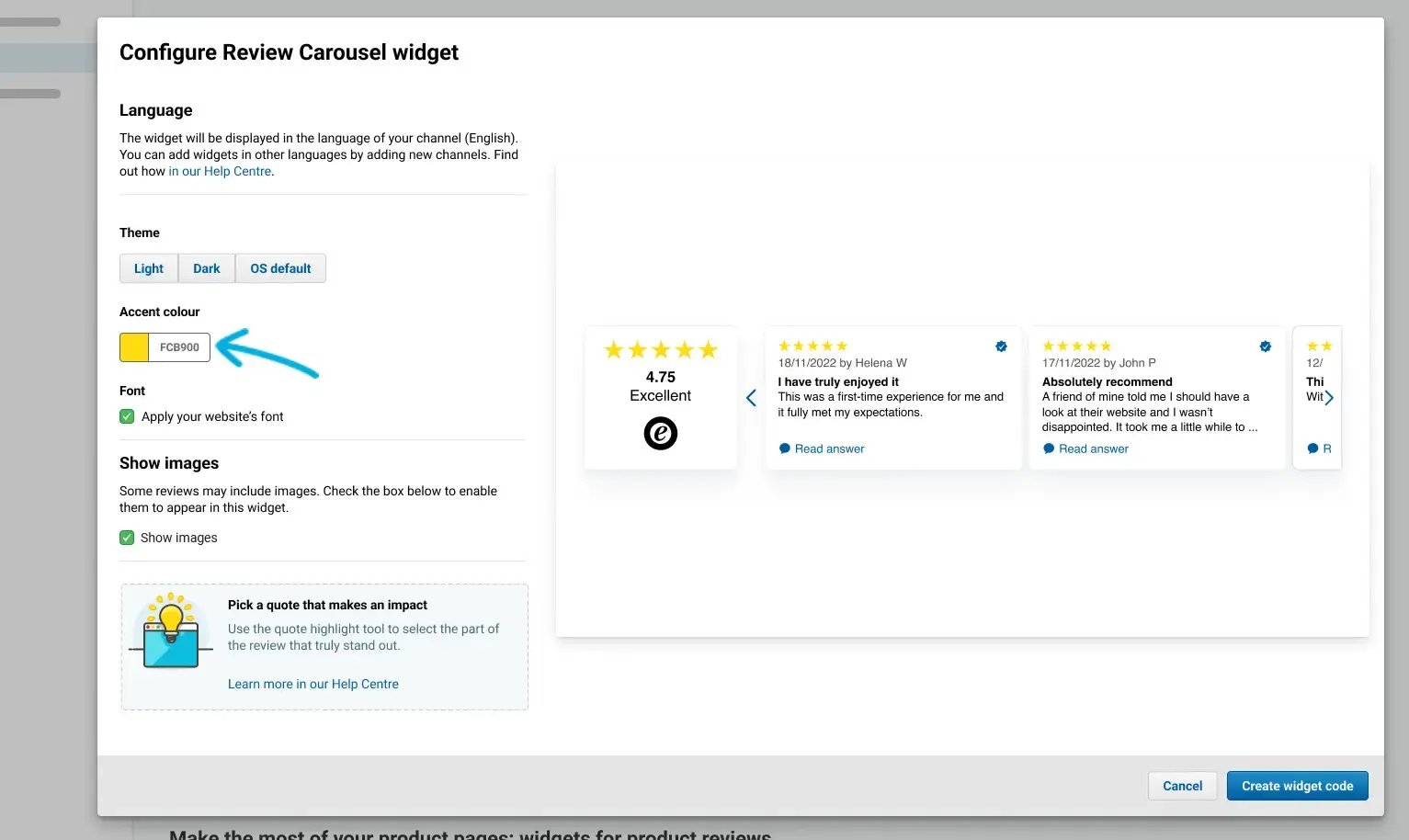 custom reviews display customisation