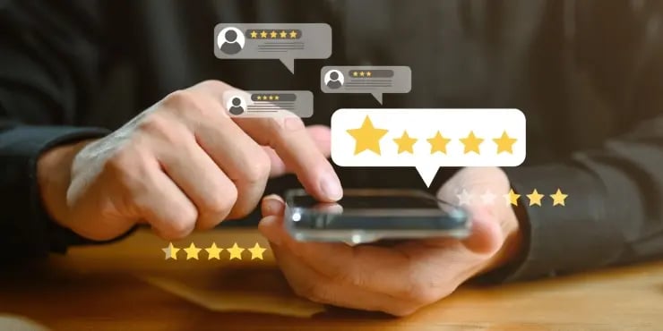 customer reviews on mobile device