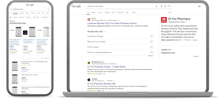 examples of customer reviews in Google