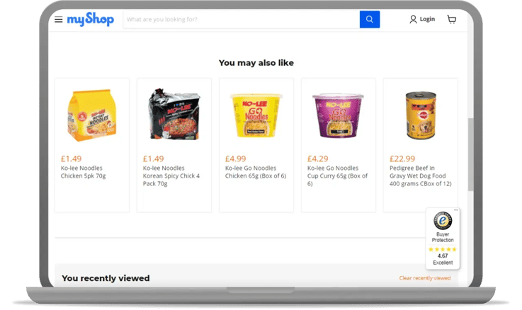 example of product recommendations widget
