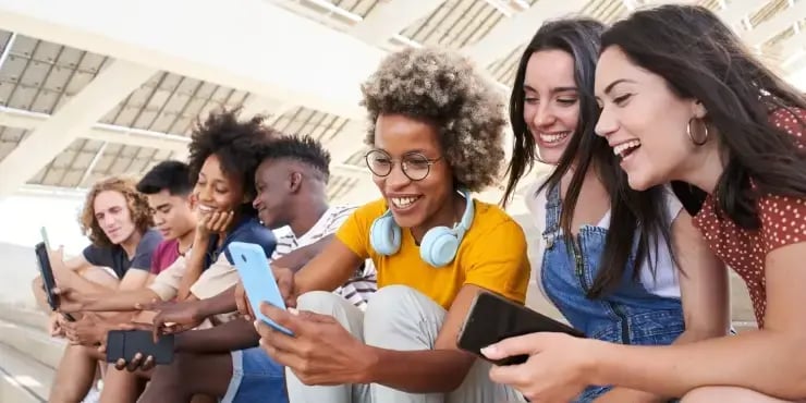 Gen Z looking at smartphone
