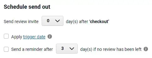 review invite setting for timing