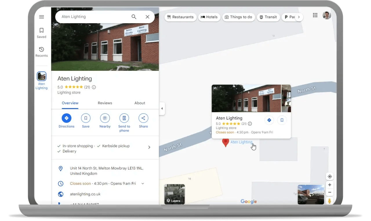 example of local rating in Google Maps