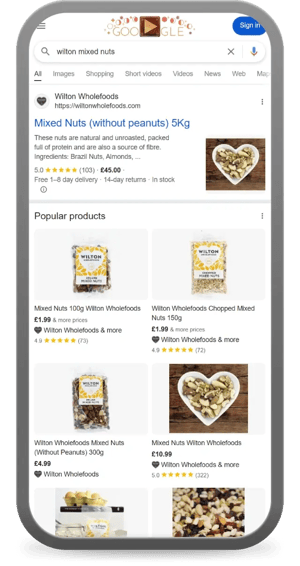 example of product rating in Google search