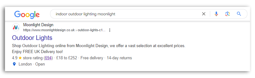 self-serving seller ratings in organic SERPs