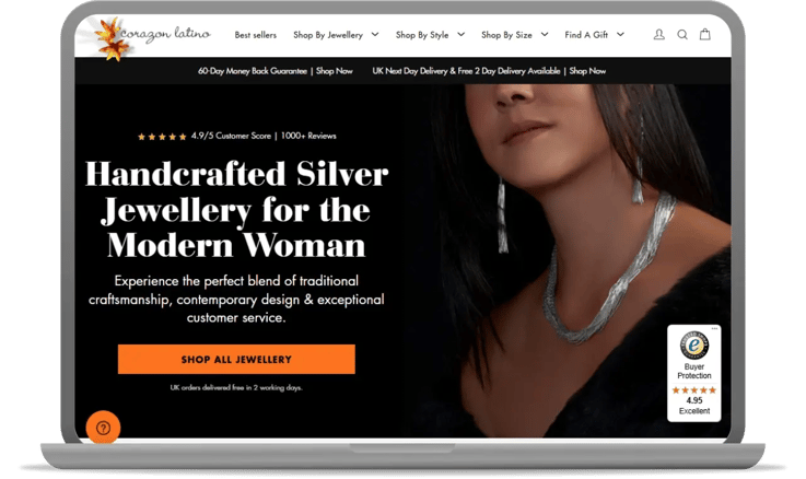 trustmark floating in the corner of an online shop