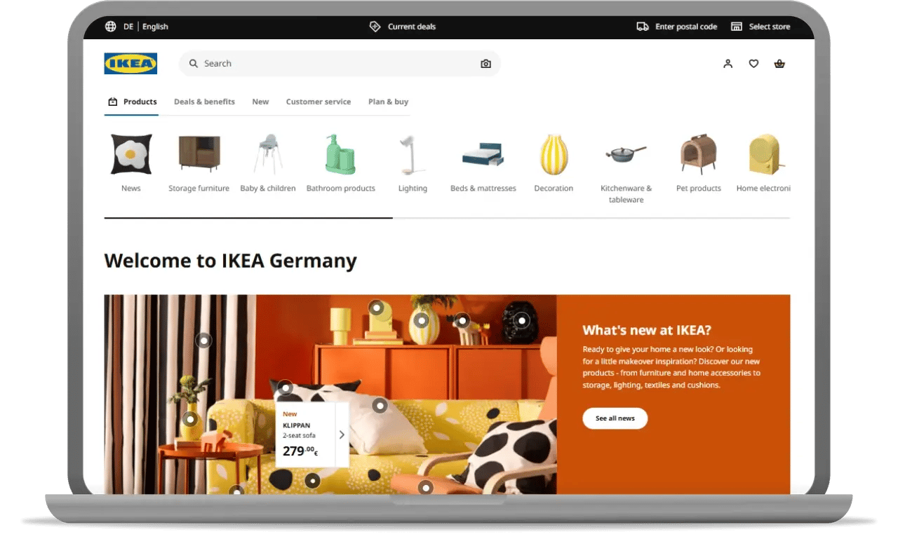 example of homepage with good product discovery