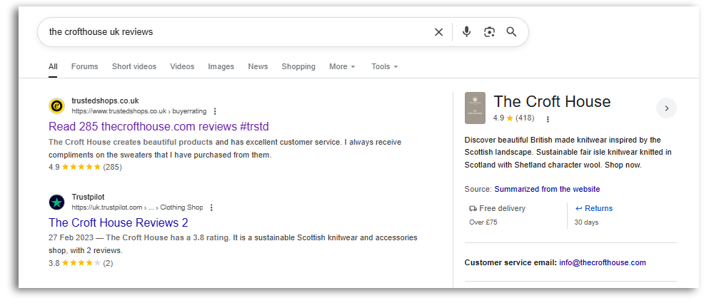 google stars in SERPs