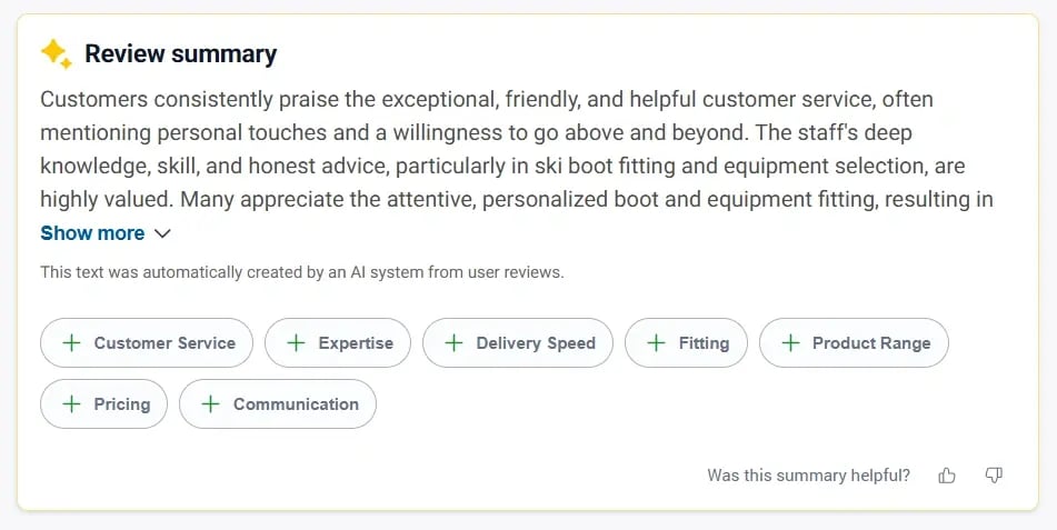 ai summary of customer reviews