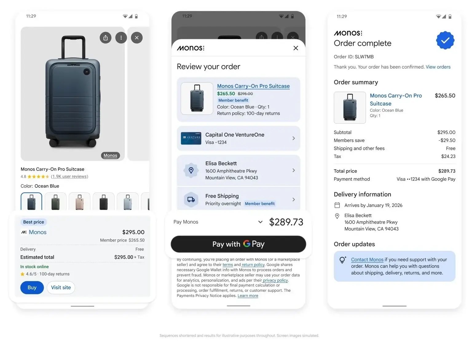 Purchasing product in Google results