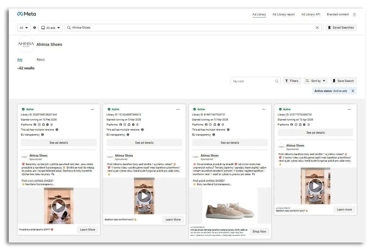 example of meta ads transparency page