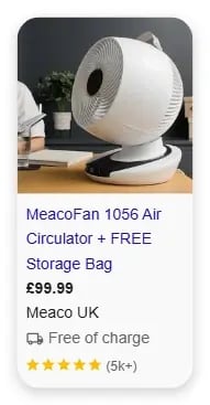 Example of a Google Shopping Ad with product ratings