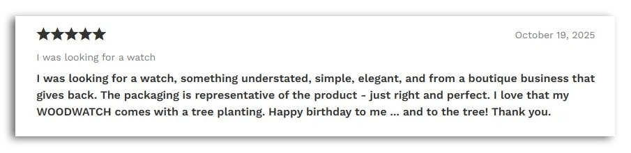 customer review talking about loving the brand vision