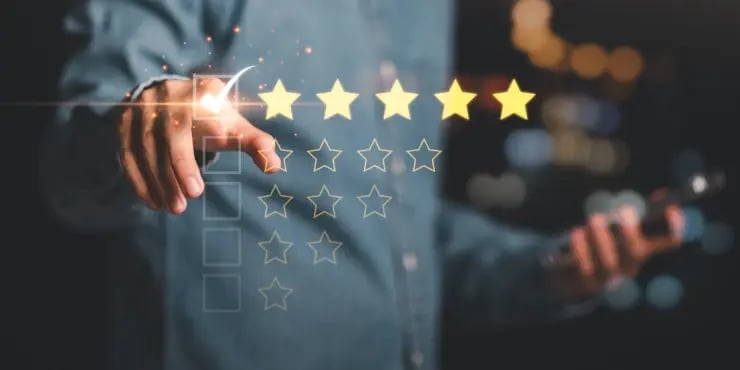 A person giving a 5-star review
