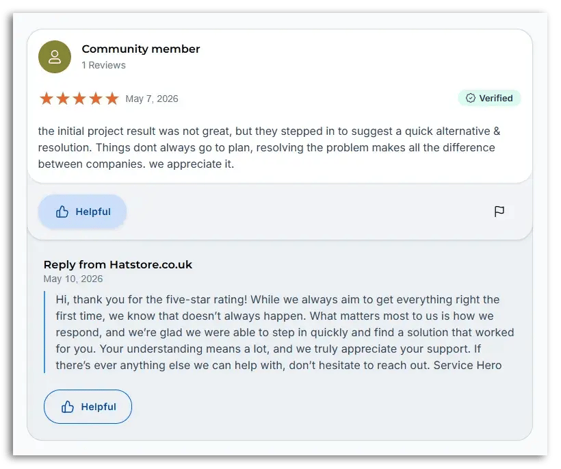 Example of a 5-star review earned through great customer service