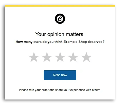Example of a review invitation sent to a customer