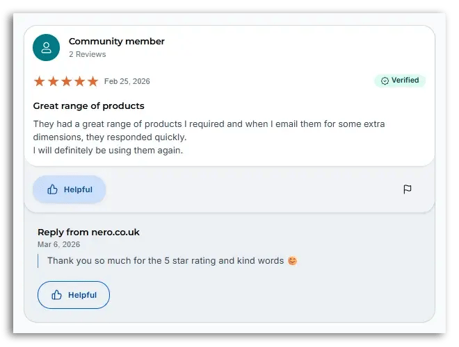 An example of a positive customer review.