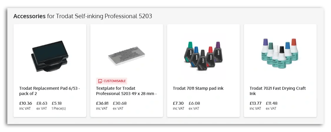 Example of cross-selling accessories