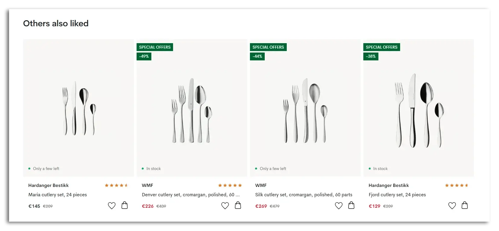 Example of upselling more expensive cutlery