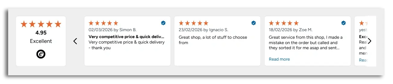 Example of a Trusted Shops customer reviews carousel widget