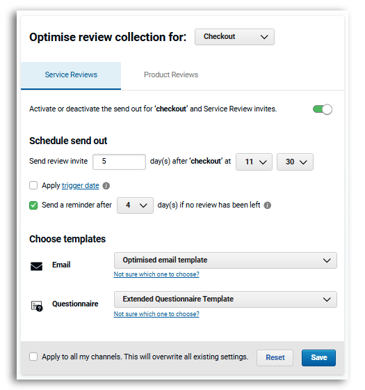 review invite settings