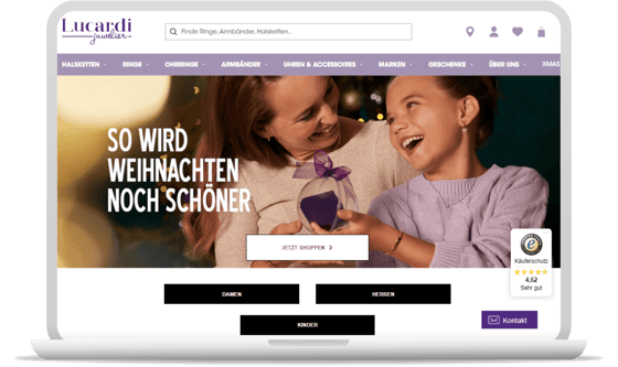 Trustbadge on Lucardi homepage